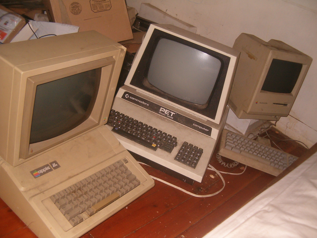 An array of old computers